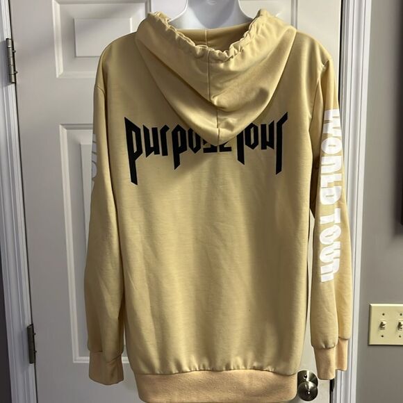 Justin Bieber Tan Purpose World Tour Hoodie with Kangaroo Pocket- Large - Picture 5 of 8